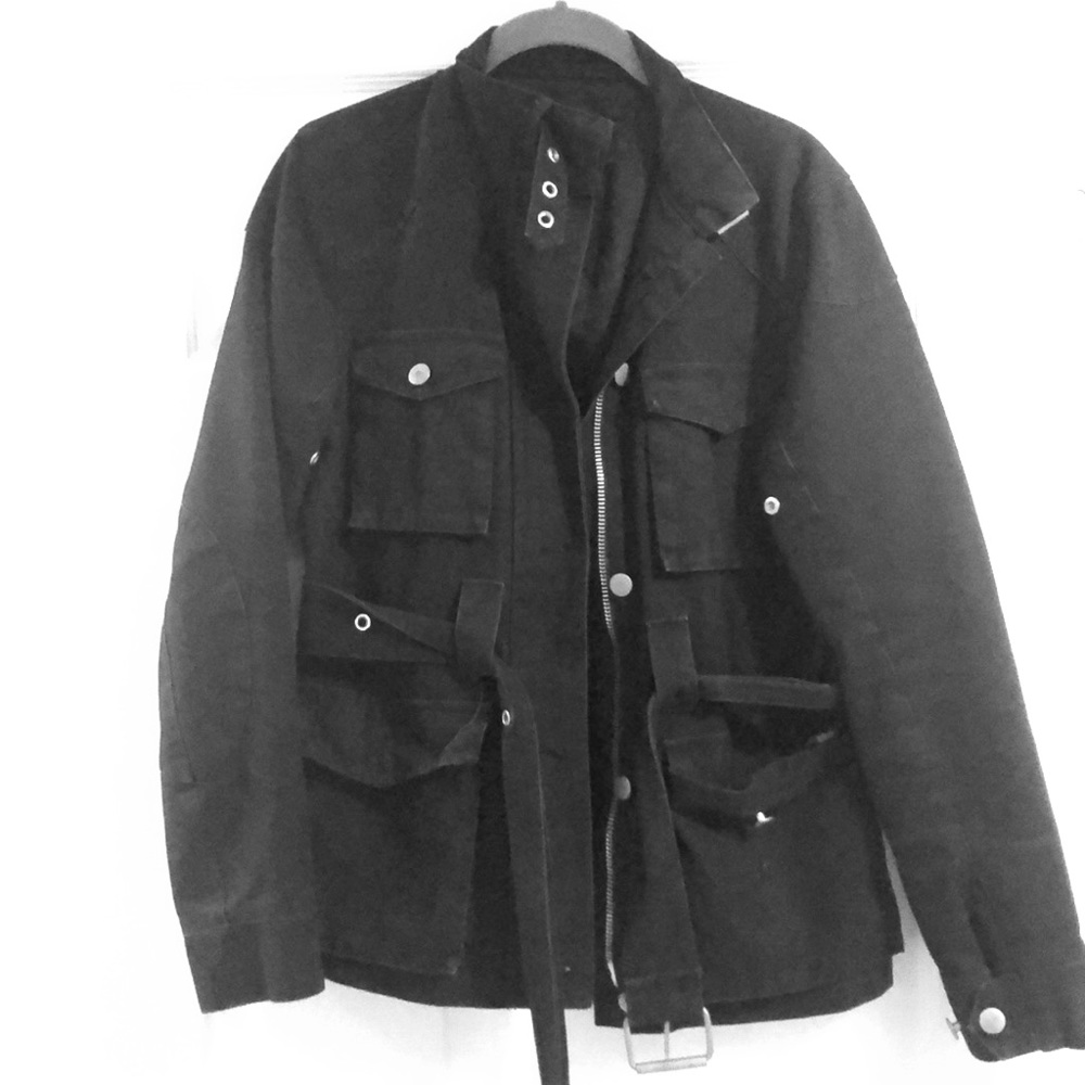 Black Canvas Biker Jacket